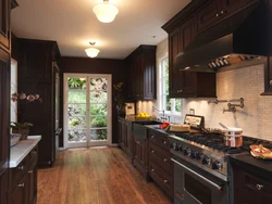 Kitchen with brown doors photo