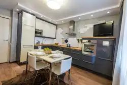 Kitchen design with white tv