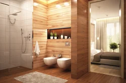 Wood On The Wall In The Bathroom Interior