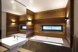 Wood On The Wall In The Bathroom Interior