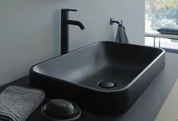 Gray sink in the bathroom interior