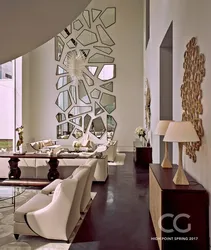 Интерьер гостиной с зеркалами на стене фото