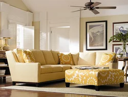 Living Room Interior With Sand-Colored Sofa