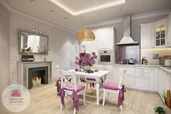 Pink kitchen living room design