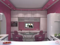 Pink kitchen living room design