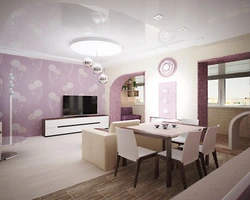 Pink kitchen living room design