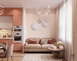 Pink Kitchen Living Room Design