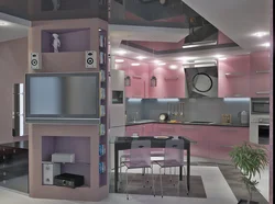 Pink Kitchen Living Room Design