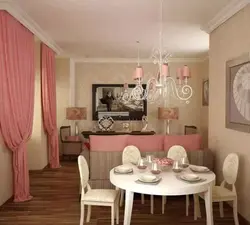 Pink kitchen living room design