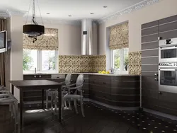 Black and brown kitchen interior