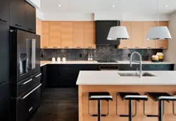 Black and brown kitchen interior