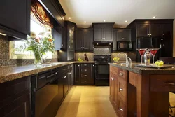 Black And Brown Kitchen Interior