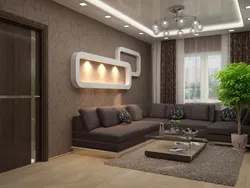 Living room interior beige dark