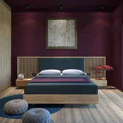 Plum color in the bedroom interior
