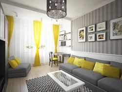 Yellow And White Living Room Interior