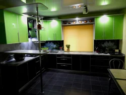 Черно зеленая кухня дизайн