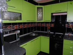 Черно зеленая кухня дизайн