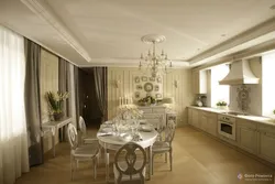 Французский дизайн кухни гостиной