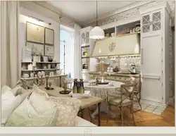 Французский дизайн кухни гостиной