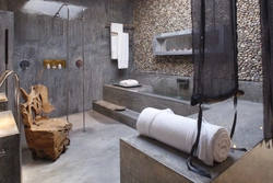 Дизайн ванной стены бетон
