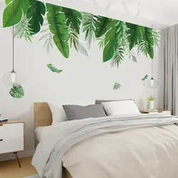 Leaves On The Wall In The Bedroom Interior
