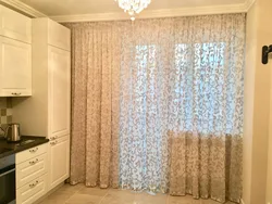 Curtain color for beige kitchen photo