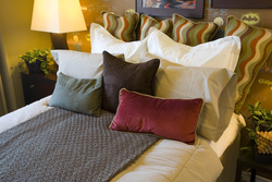 Decorative pillows in the bedroom interior