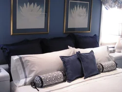 Decorative pillows in the bedroom interior
