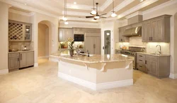 Travertine in the kitchen interior photo