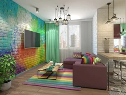 Разноцветная гостиная фото