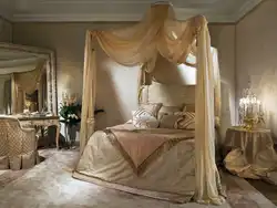 Photo of a bedroom with a canopy