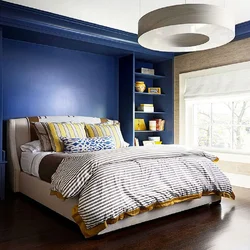 Indigo color in the bedroom interior