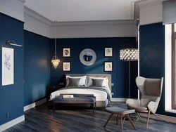 Indigo color in the bedroom interior