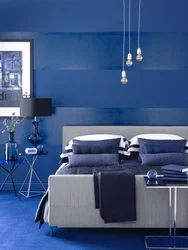 Indigo color in the bedroom interior