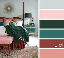 What color goes with light green in the bedroom interior