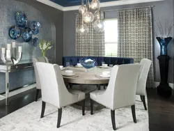 Kitchen And Living Room Design With Blue Chairs