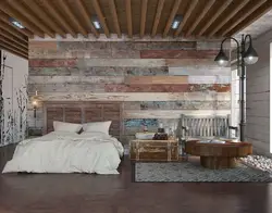 Bedroom Design With Wood And Brick