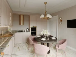 Dusty pink kitchen interior