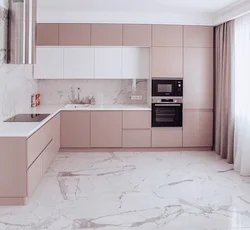 Dusty pink kitchen interior
