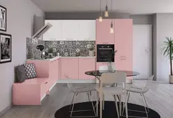 Dusty pink kitchen interior