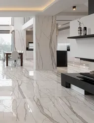 Marble-Effect Porcelain Tiles In The Kitchen Interior Photo