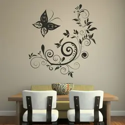 Design drawings in the apartment on the walls in