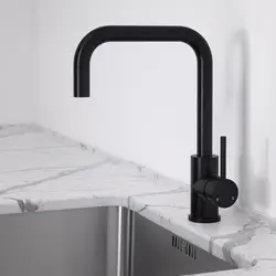 Kitchen design with black faucet