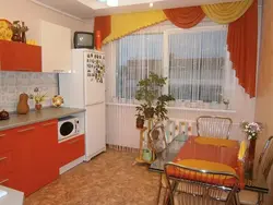 Kitchen Design With Orange Curtains