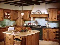 Kitchen design with wood furniture