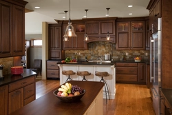 Kitchen design with brown table