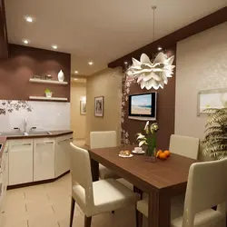 Kitchen design with brown table