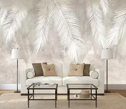 Фотообои листья пальмы в интерьере спальни