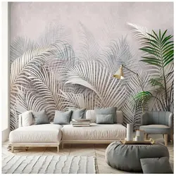 Photo wallpaper palm leaves in the bedroom interior