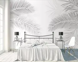 Photo Wallpaper Palm Leaves In The Bedroom Interior